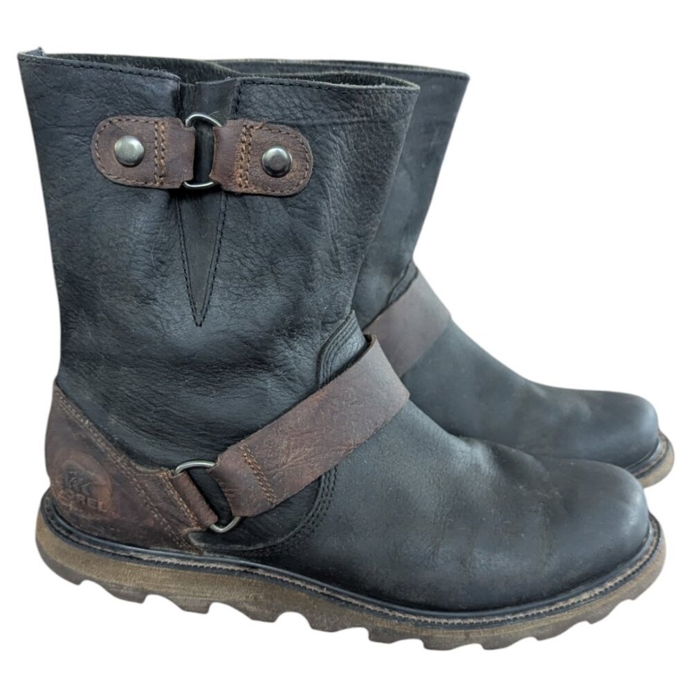 Sorel Scotia MOTO Biker Riding Rugged Leather Short Boots - Women's Size 7